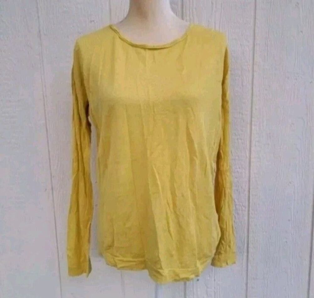 luisa ceranobutter yellow linen blend longsleeve top sz 10 beachy coastal
